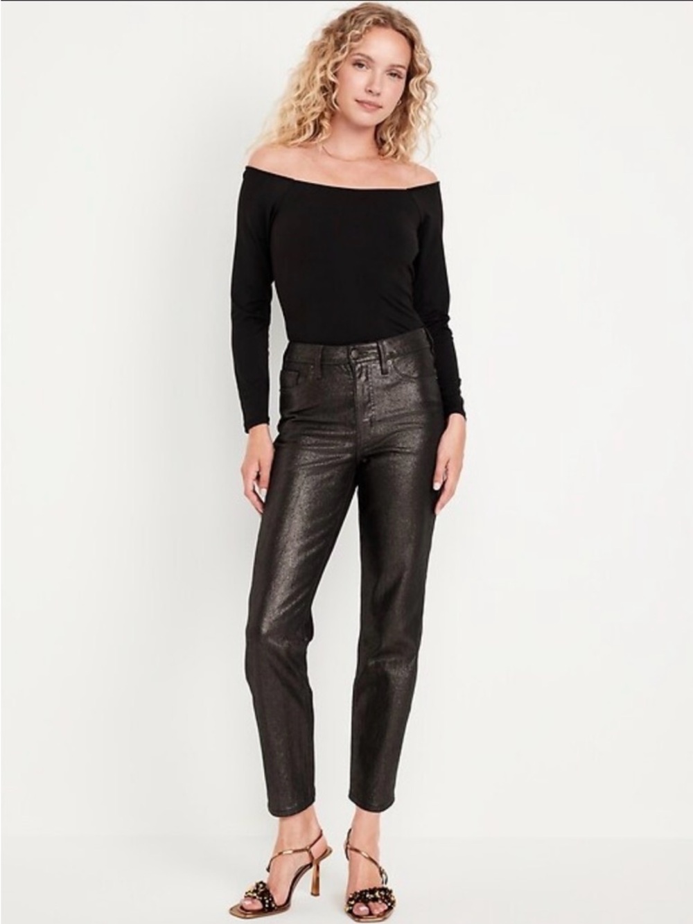 Old Navy Metallic Dark Shine Ankle/crop Jeans NWOT size 12 High Rise OG Straight